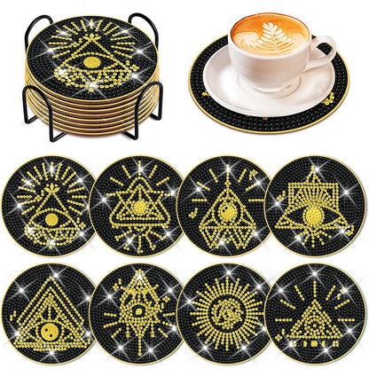 8PCS Acrylic Special Shape Diamond Painting Coasters Kits (Occult)