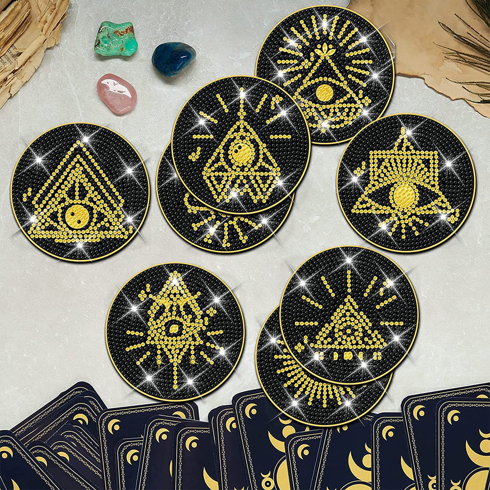 8PCS Acrylic Special Shape Diamond Painting Coasters Kits (Occult)