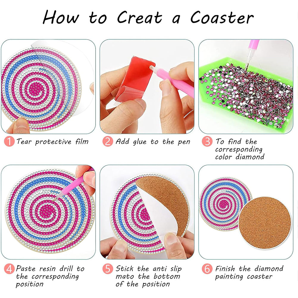 8PCS Acrylic Special Shape Diamond Painting Coasters Kits (Candy)