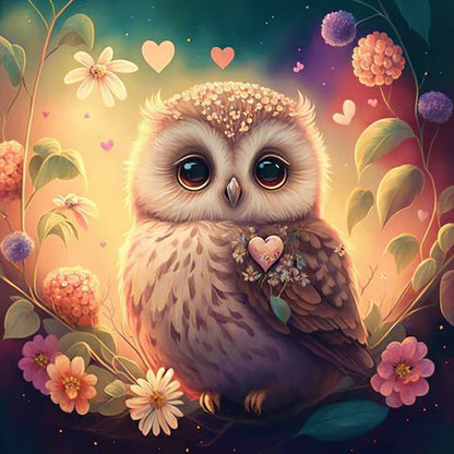 Cute Owl - Full Round Drill Diamond Painting 30*30CM