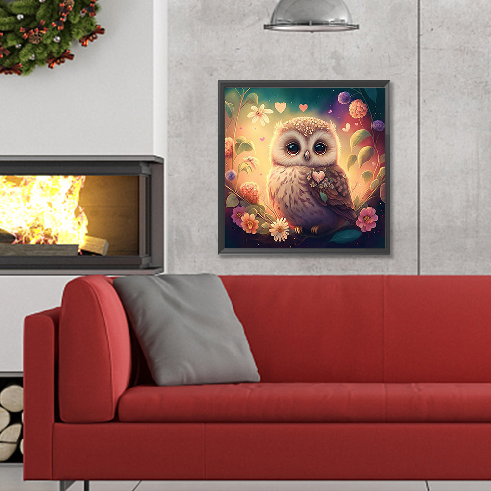 Cute Owl - Full Round Drill Diamond Painting 30*30CM