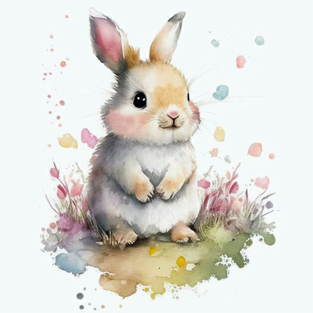 Rabbit And Flower - Full Round Drill Diamond Painting 30*30CM