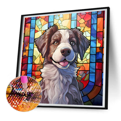 Puppy Glass Painting - Full Round Drill Diamond Painting 30*30CM