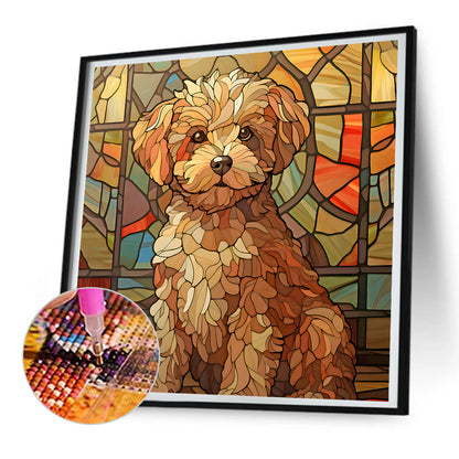 Puppy Glass Painting - Full Round Drill Diamond Painting 30*30CM