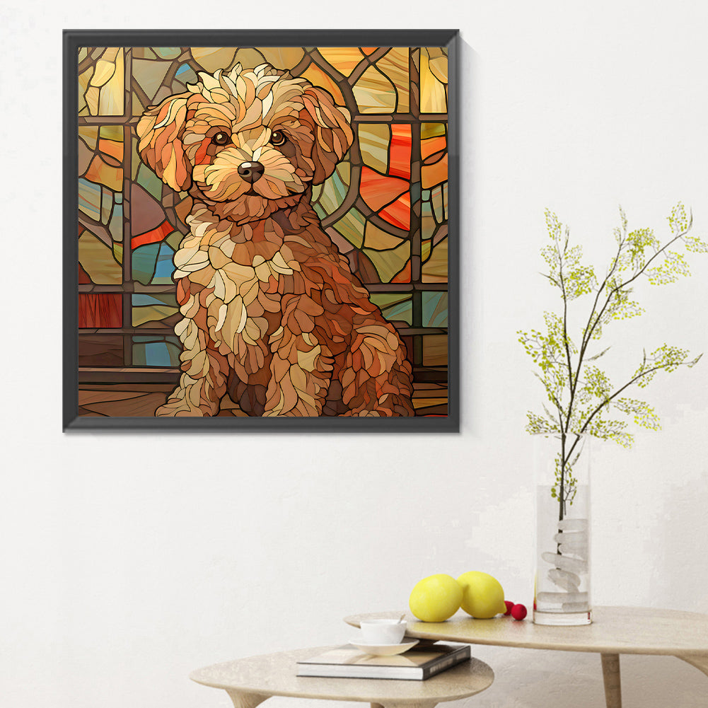 Puppy Glass Painting - Full Round Drill Diamond Painting 30*30CM