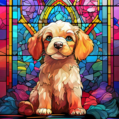 Puppy Glass Painting - Full Round Drill Diamond Painting 30*30CM