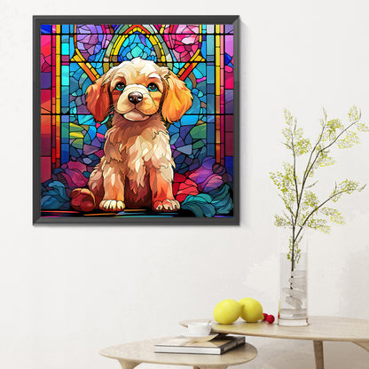 Puppy Glass Painting - Full Round Drill Diamond Painting 30*30CM