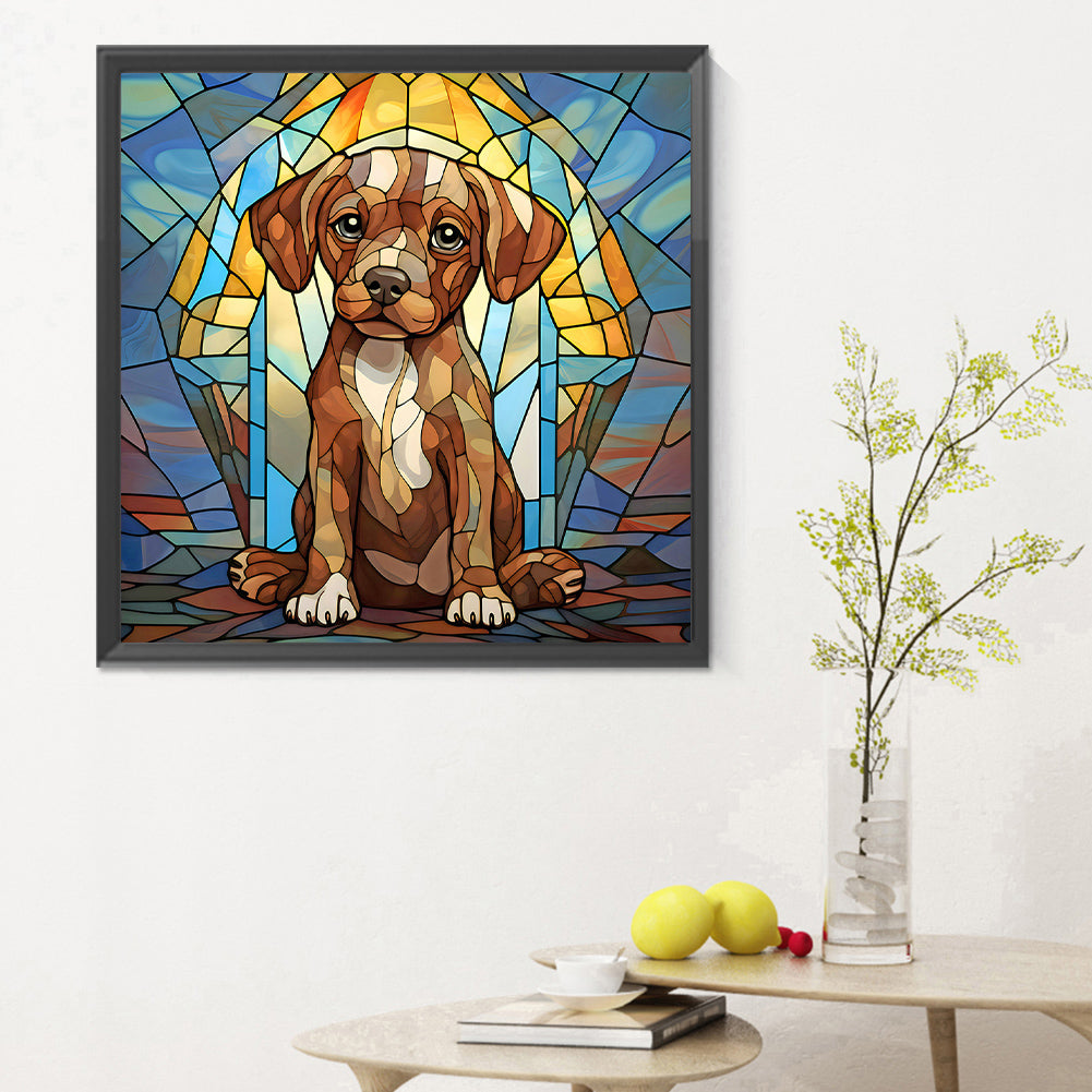 Puppy Glass Painting - Full Round Drill Diamond Painting 30*30CM