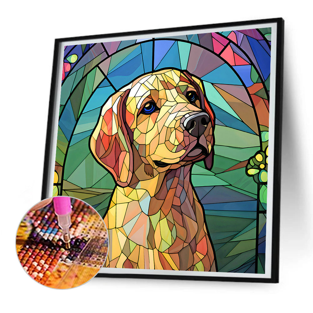 Puppy Glass Painting - Full Round Drill Diamond Painting 30*30CM