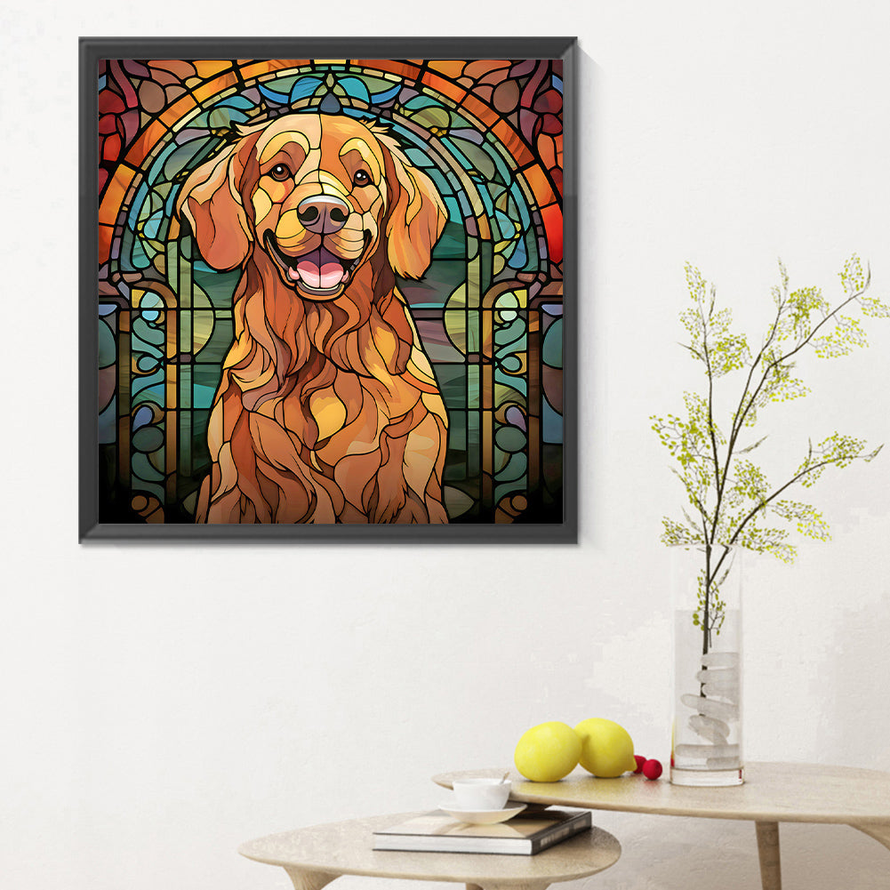 Puppy Glass Painting - Full Round Drill Diamond Painting 30*30CM