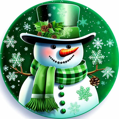 Round Sign Christmas Snowman - Full Round Drill Diamond Painting 30*30CM