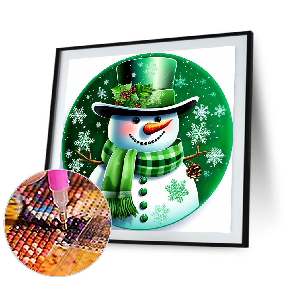 Round Sign Christmas Snowman - Full Round Drill Diamond Painting 30*30CM