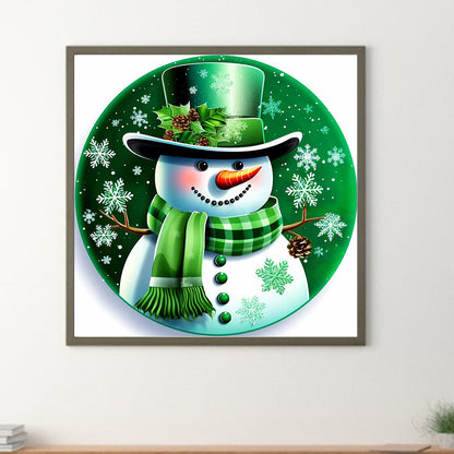 Round Sign Christmas Snowman - Full Round Drill Diamond Painting 30*30CM