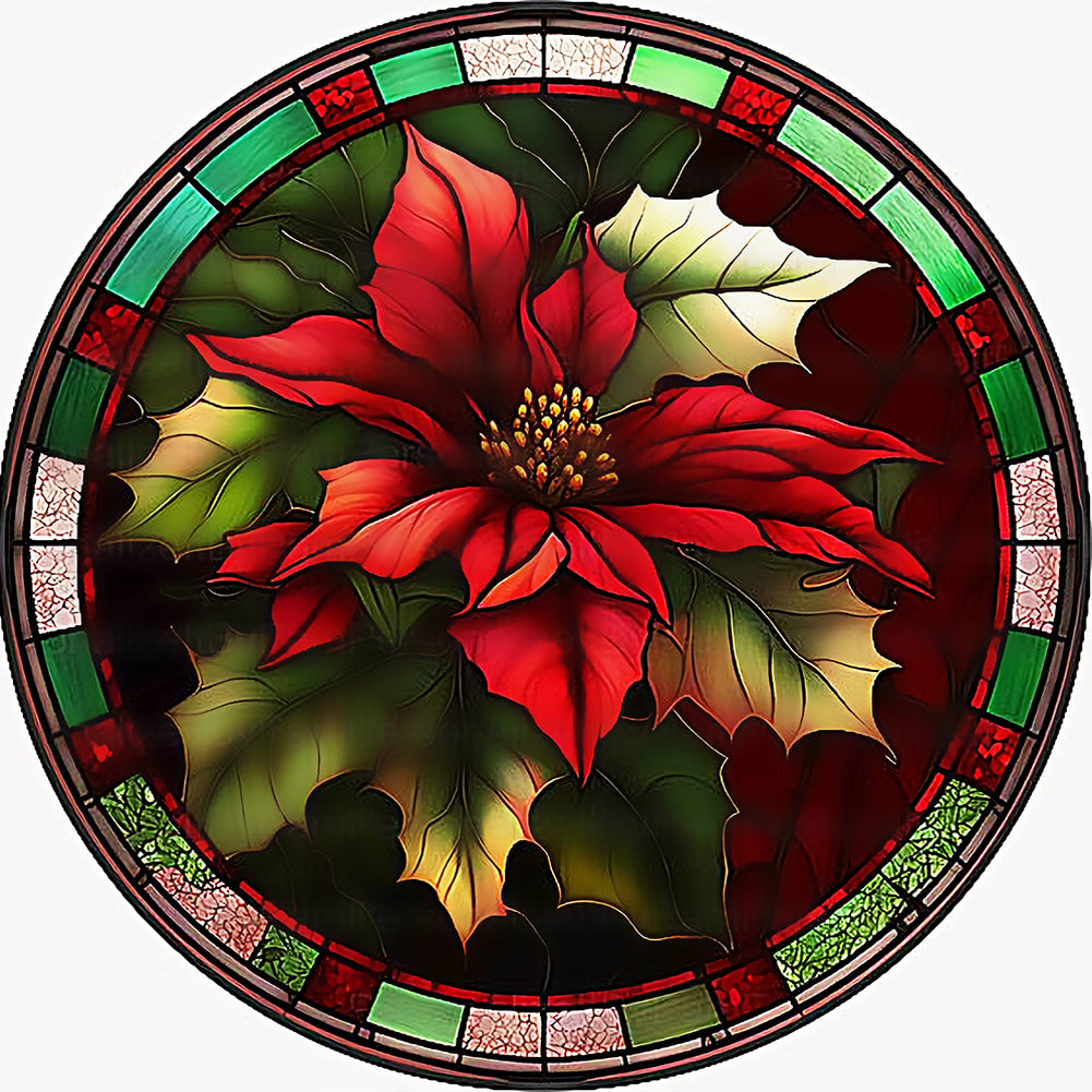 Round Brand Christmas Poinsettia - Full Round Drill Diamond Painting 30*30CM