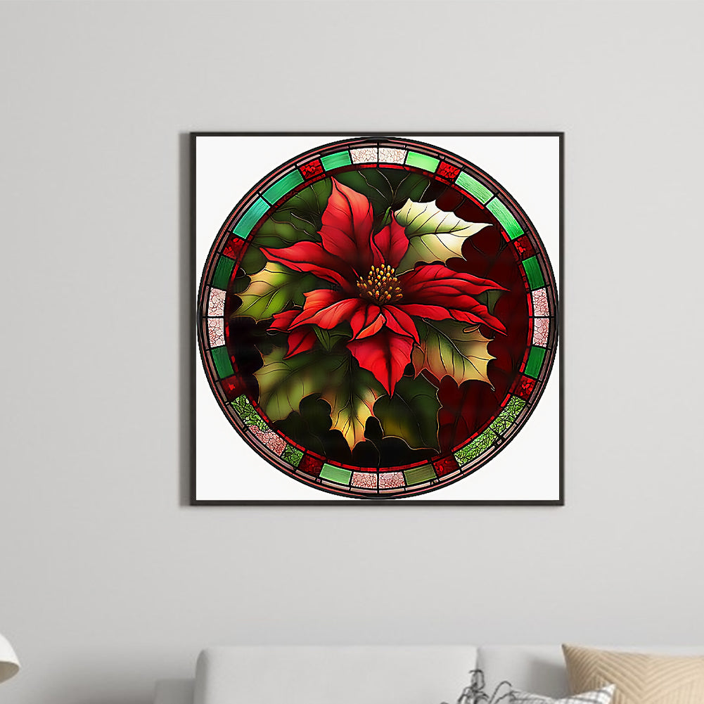 Round Brand Christmas Poinsettia - Full Round Drill Diamond Painting 30*30CM