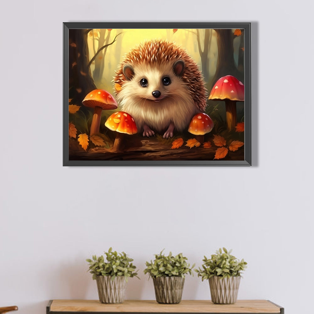 Maple Leaf Hedgehog - Full Round Drill Diamond Painting 40*30CM