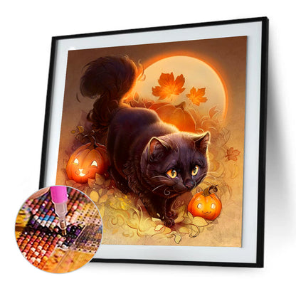 Pumpkin Cat - Full Round Drill Diamond Painting 30*30CM