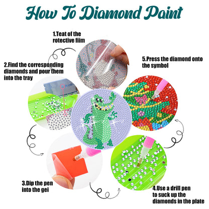 8PCS Special Shape Diamond Painting Art Coaster Kit with Holder (Prairie Animal)