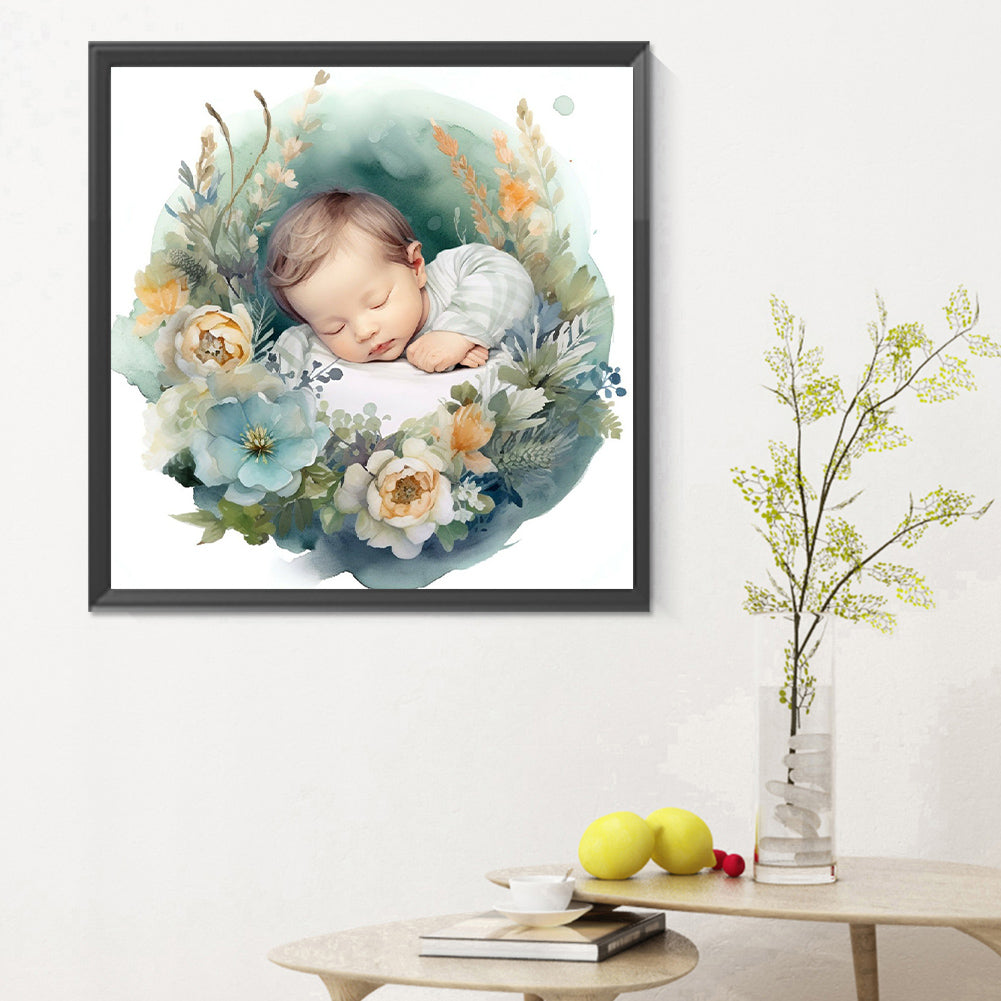 Baby In Garland - Full Round Drill Diamond Painting 30*30CM