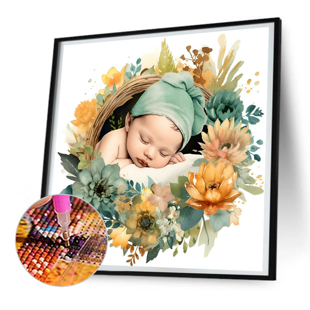 Baby In Garland - Full Round Drill Diamond Painting 30*30CM