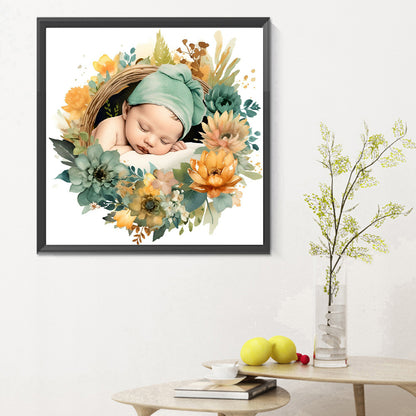 Baby In Garland - Full Round Drill Diamond Painting 30*30CM