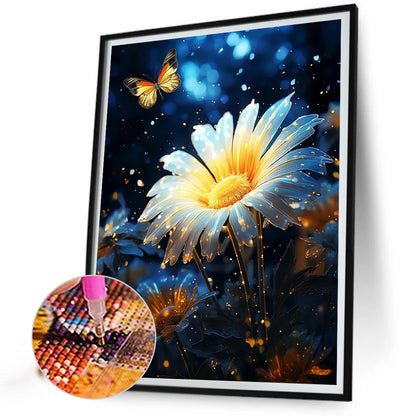 Butterflies And Glowing Flowers - Full Round Drill Diamond Painting 30*40CM