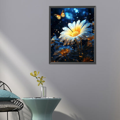 Butterflies And Glowing Flowers - Full Round Drill Diamond Painting 30*40CM