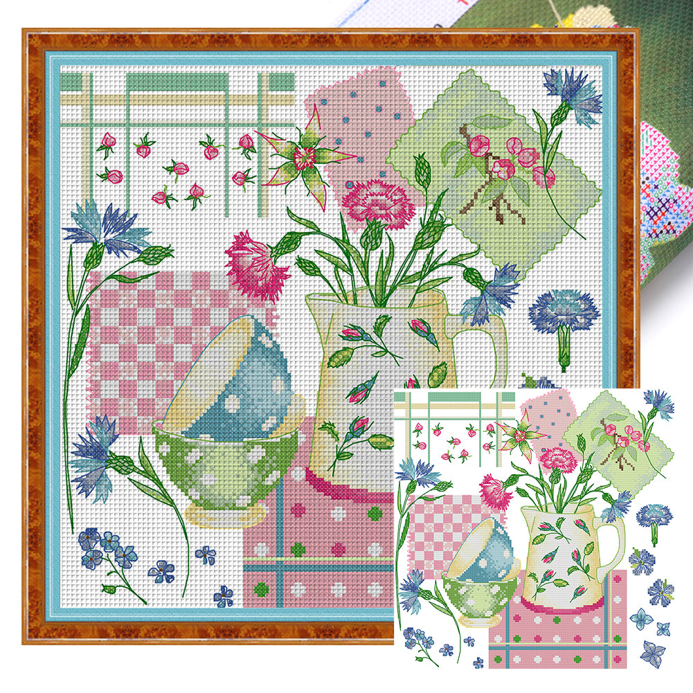 Flower Kitchenette - 14CT Stamped Cross Stitch 34*34CM£¨Joy Sunday£©