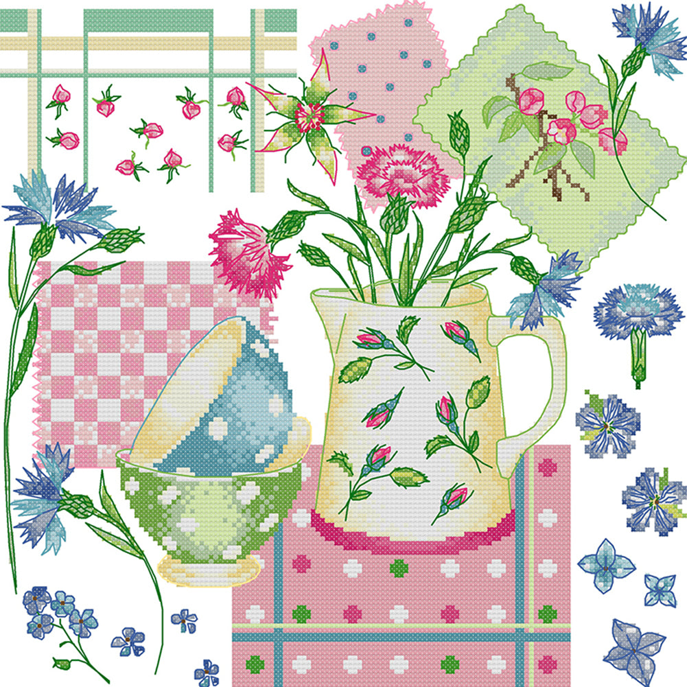 Flower Kitchenette - 14CT Stamped Cross Stitch 34*34CM£¨Joy Sunday£©