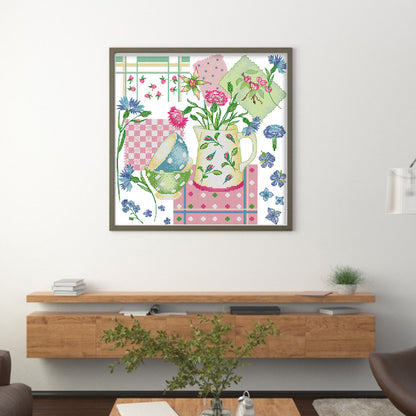 Flower Kitchenette - 14CT Stamped Cross Stitch 34*34CM£¨Joy Sunday£©