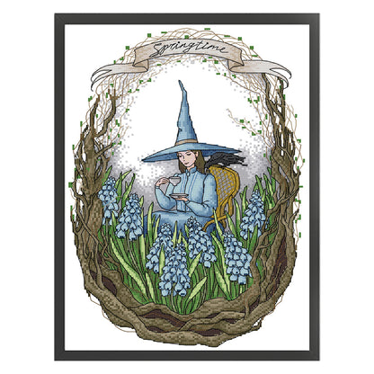 Magic World Spring - 14CT Stamped Cross Stitch 30*41CM(Joy Sunday)