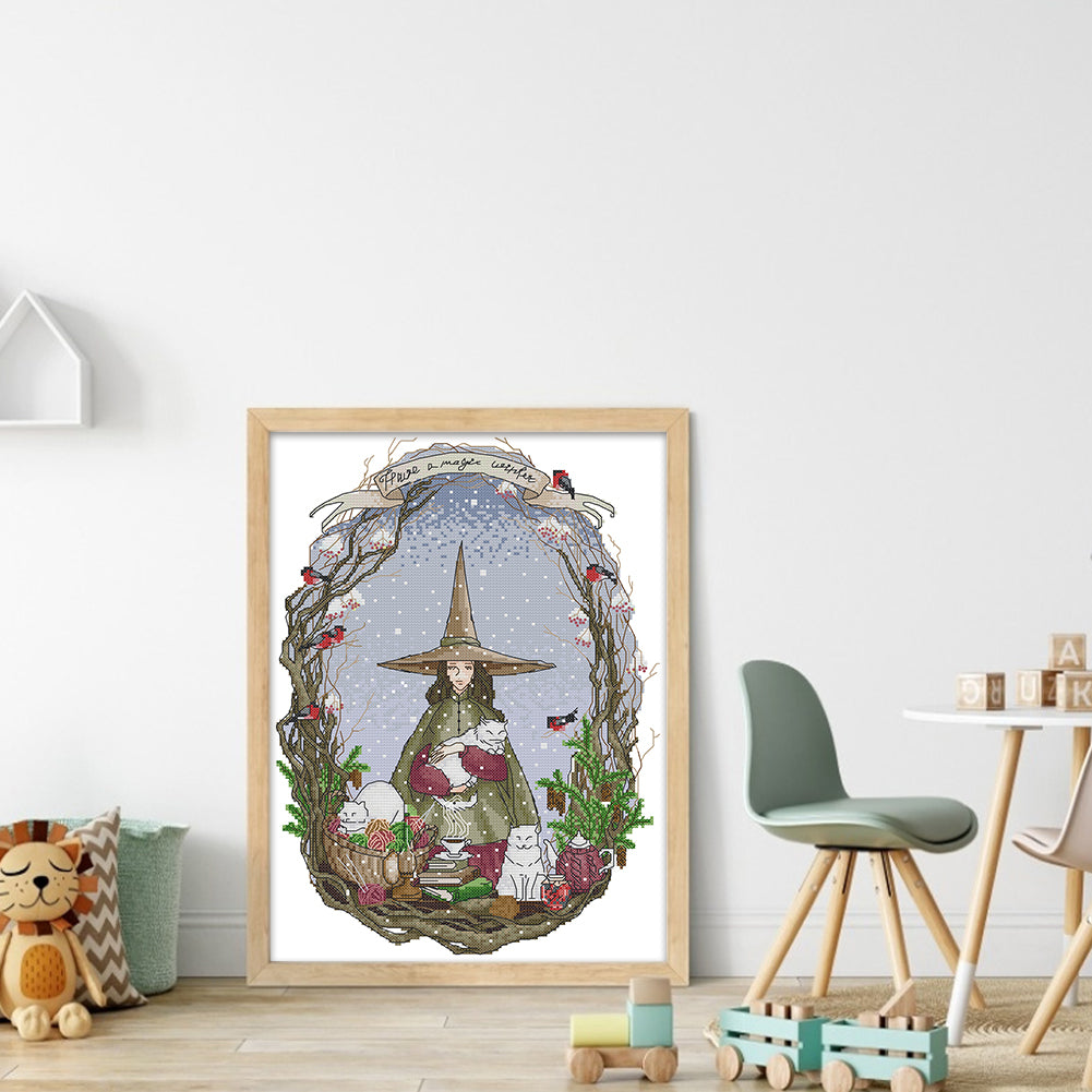 Magical World Winter - 14CT Stamped Cross Stitch 31*41CM(Joy Sunday)