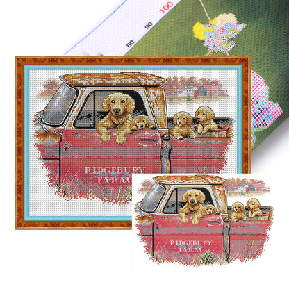 Golden Retriever Family - 14CT Stamped Cross Stitch 41*31CM£¨Joy Sunday£©