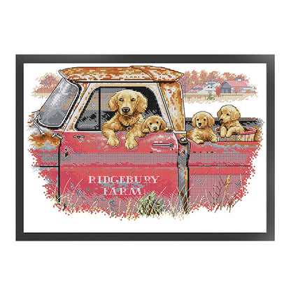 Golden Retriever Family - 14CT Stamped Cross Stitch 41*31CM£¨Joy Sunday£©