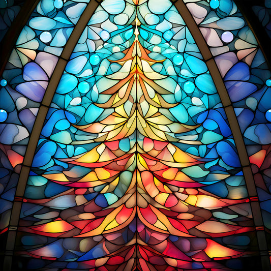 Christmas Tree Glass Painting - Full Round Drill Diamond Painting 30*30CM