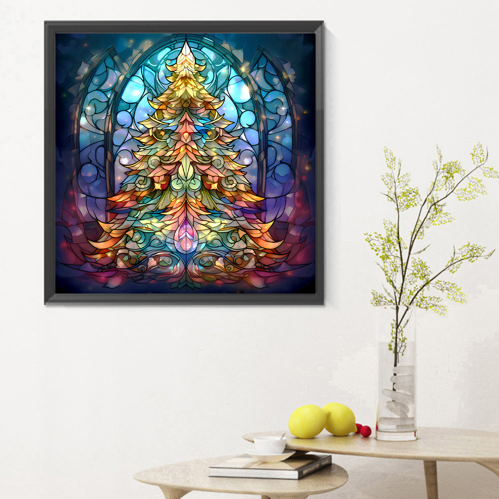 Christmas Tree Glass Painting - Full Round Drill Diamond Painting 30*30CM