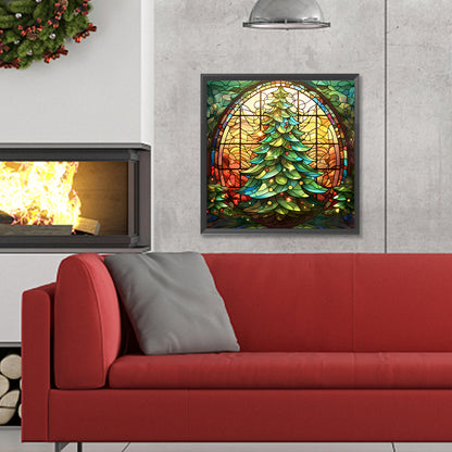 Christmas Tree Glass Painting - Full Round Drill Diamond Painting 30*30CM