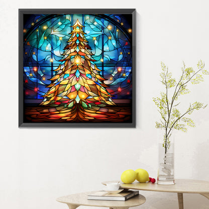 Christmas Tree Glass Painting - Full Round Drill Diamond Painting 30*30CM