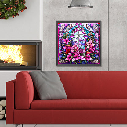 Pink Christmas Glass Painting - Full Round Drill Diamond Painting 30*30CM