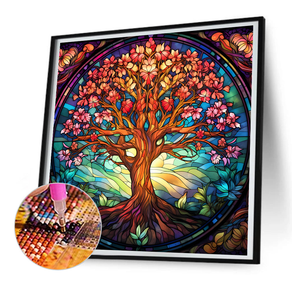 Tree Of Life Glass Painting - Full Round Drill Diamond Painting 30*30CM