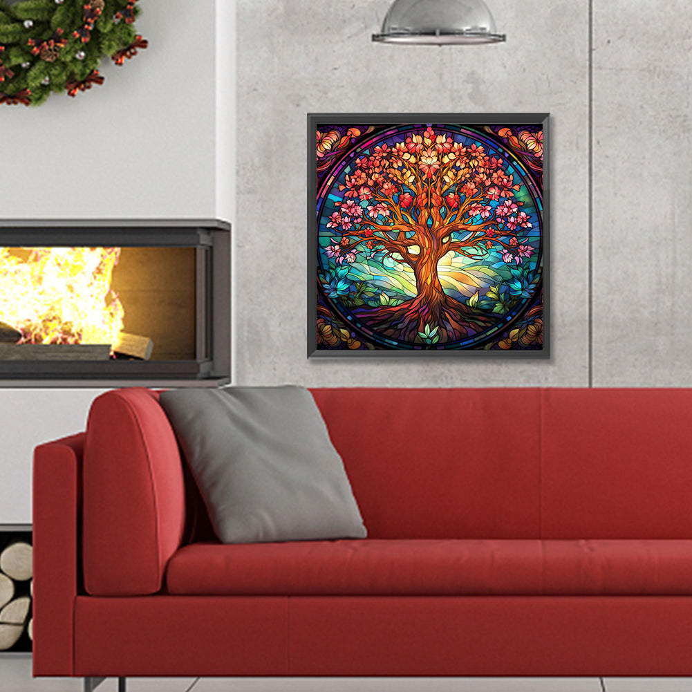 Tree Of Life Glass Painting - Full Round Drill Diamond Painting 30*30CM