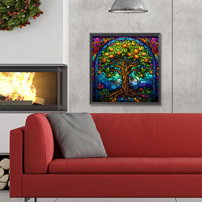 Tree Of Life Glass Painting - Full Round Drill Diamond Painting 30*30CM