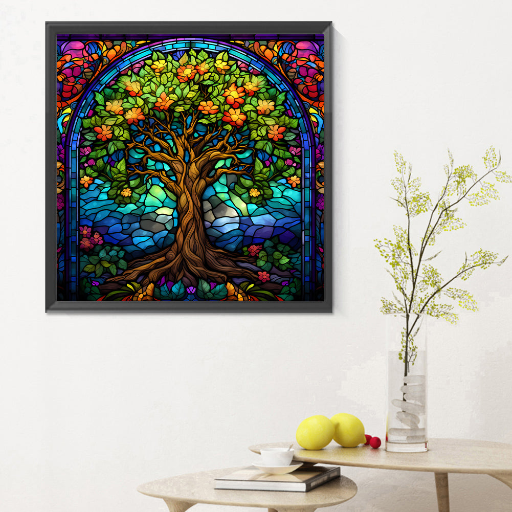 Tree Of Life Glass Painting - Full Round Drill Diamond Painting 30*30CM