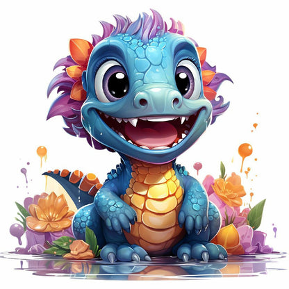 Little Dinosaur - Full Round Drill Diamond Painting 30*30CM