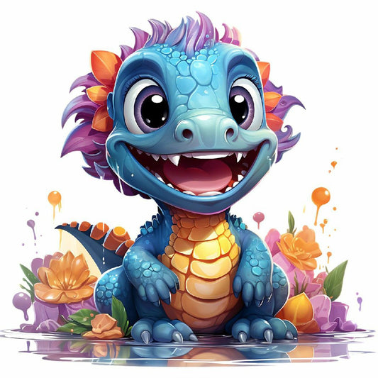 Little Dinosaur - Full Round Drill Diamond Painting 30*30CM