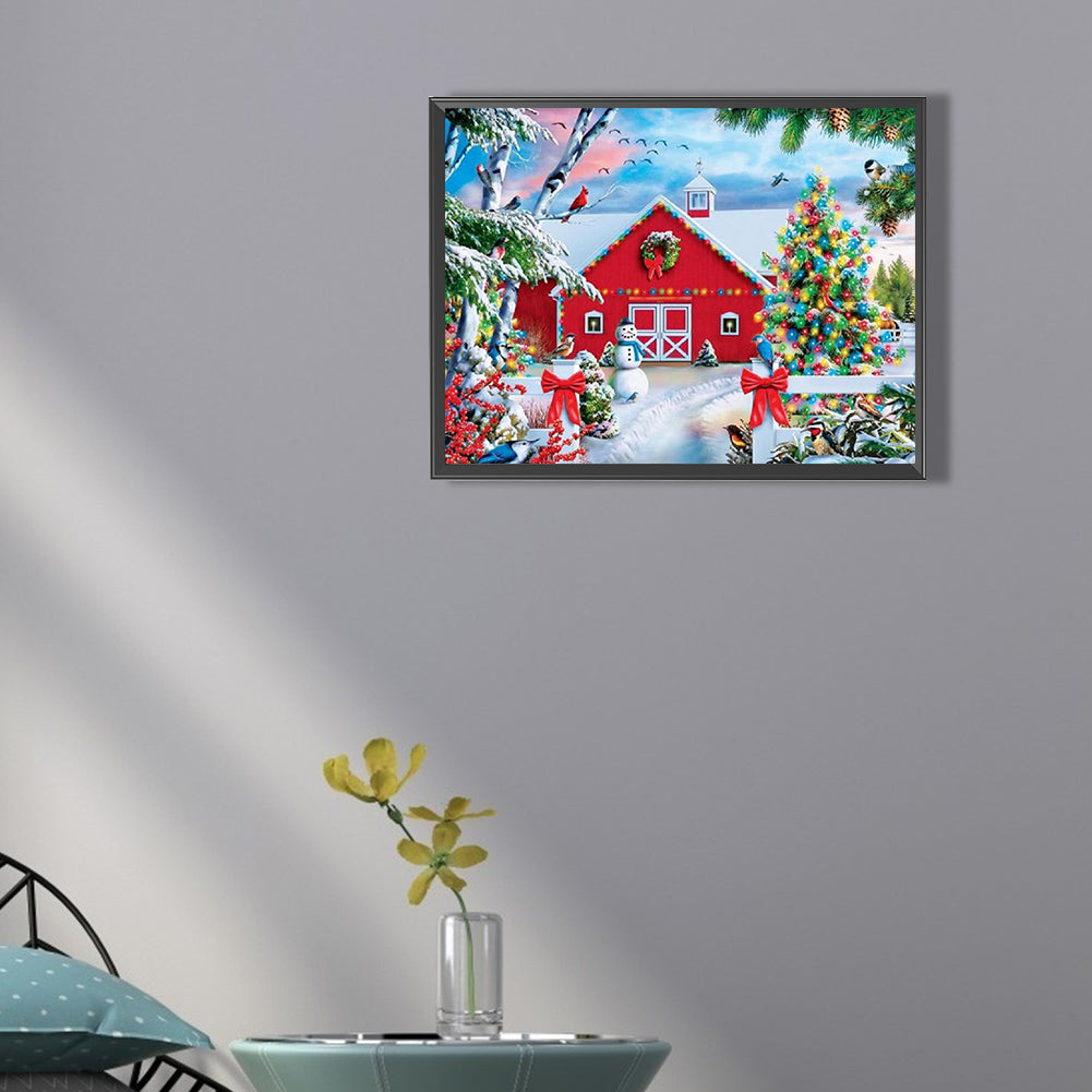 Christmas Snow Cabin - Full Square Drill Diamond Painting 40*30CM