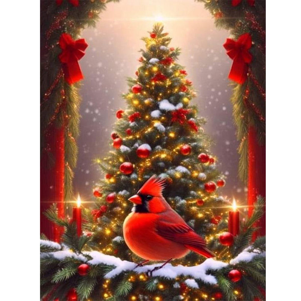 Christmas Cardinal - Full Round Drill Diamond Painting 30*40CM