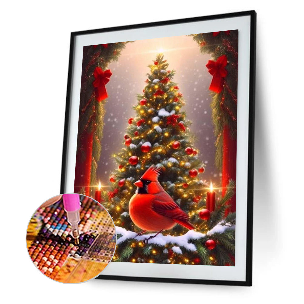 Christmas Cardinal - Full Round Drill Diamond Painting 30*40CM