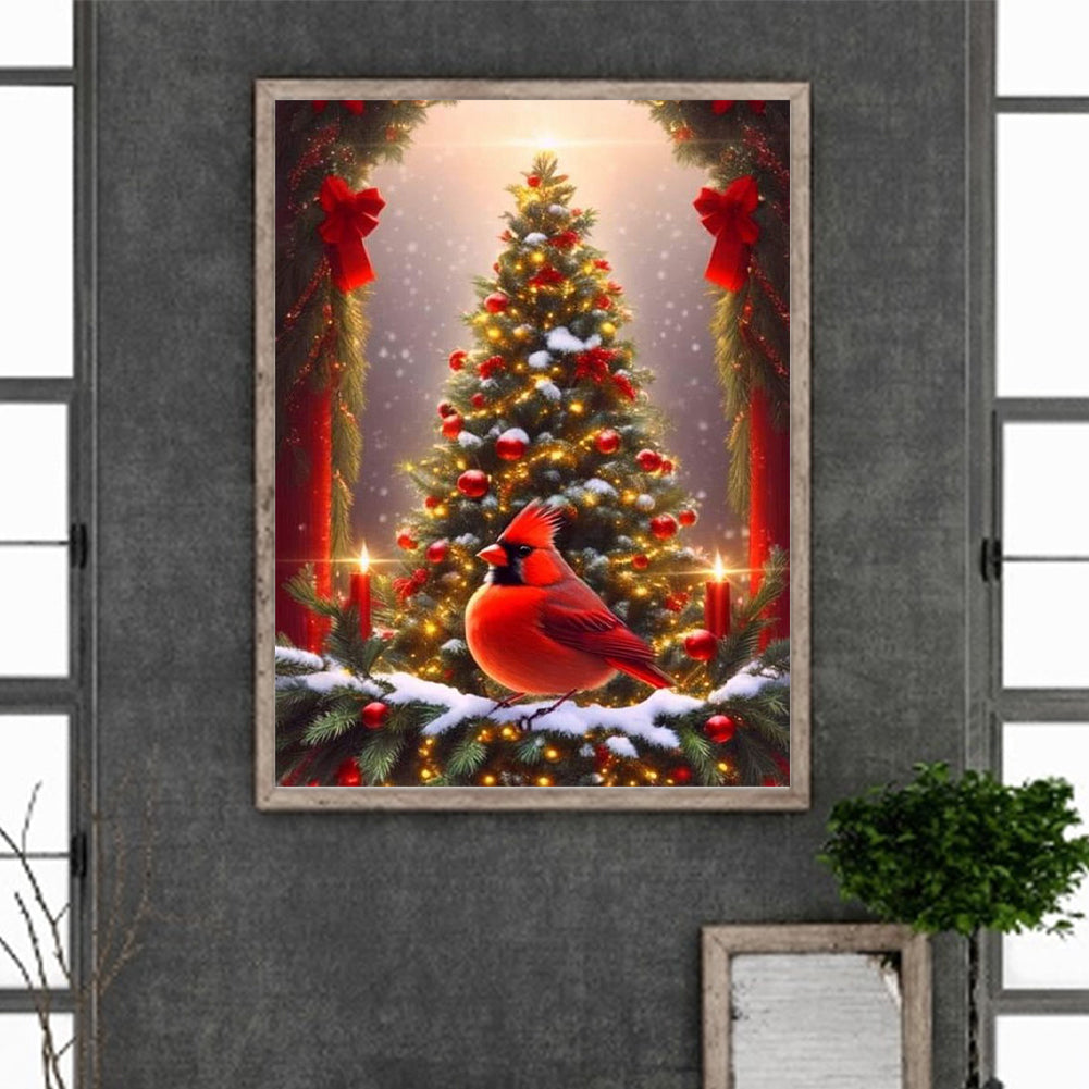 Christmas Cardinal - Full Round Drill Diamond Painting 30*40CM