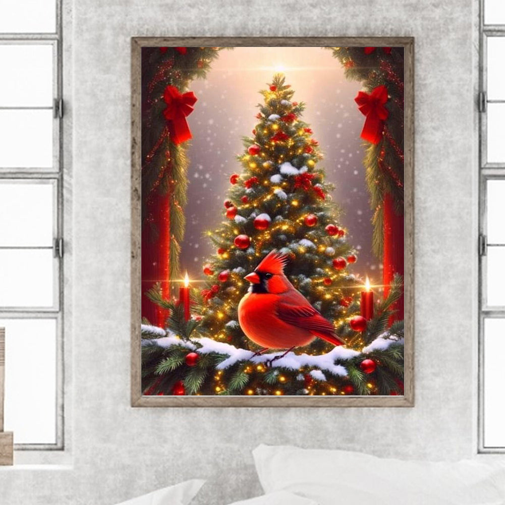 Christmas Cardinal - Full Round Drill Diamond Painting 30*40CM